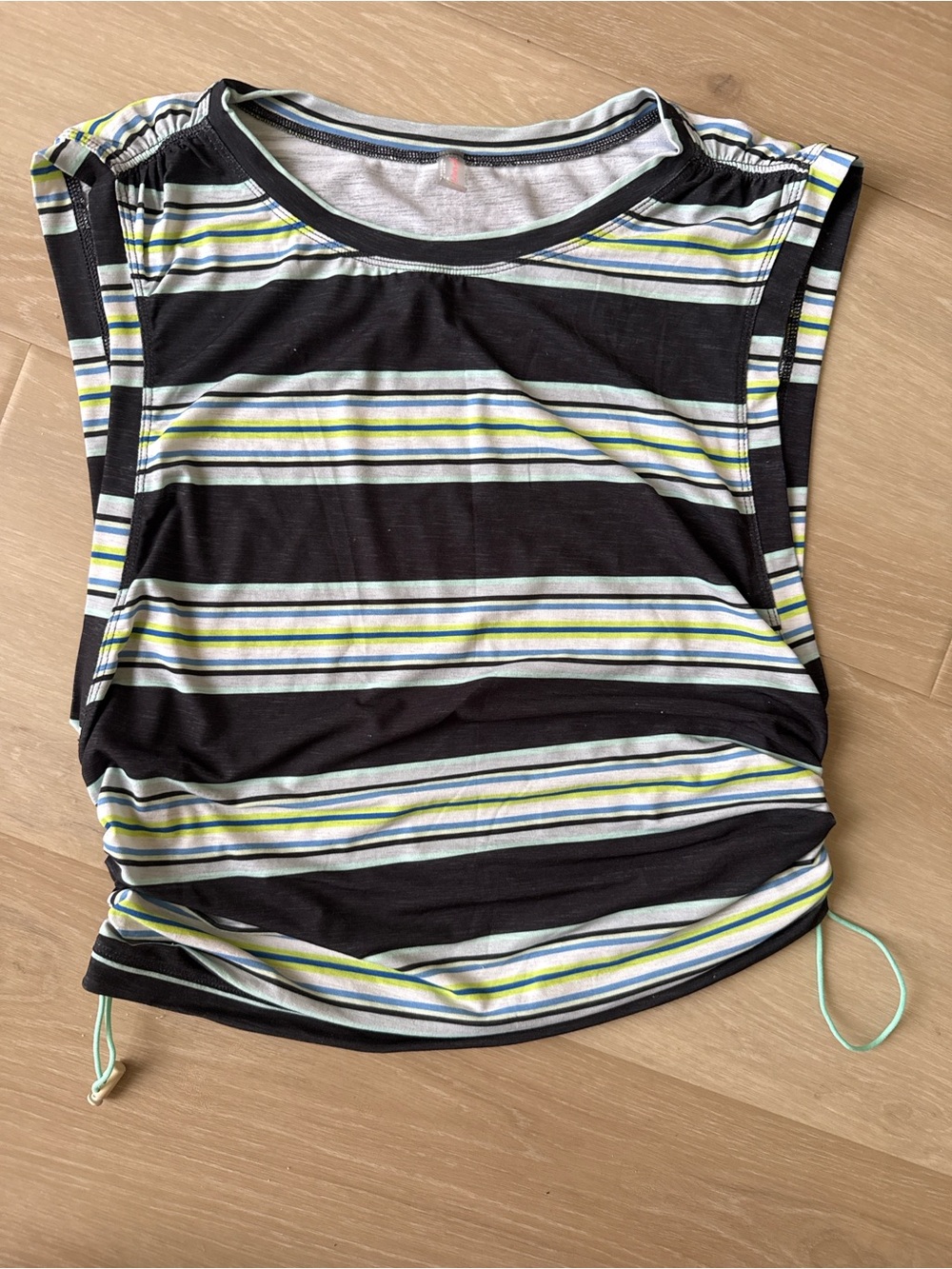 FP movement Striped Drawstring Tank Top - Black & White with Green
